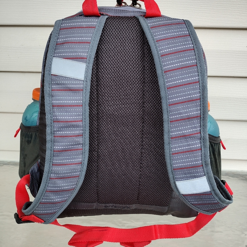 Embark Recycled Content Basic Backpack Gray Red Adjustable Straps - Picture 3 of 13